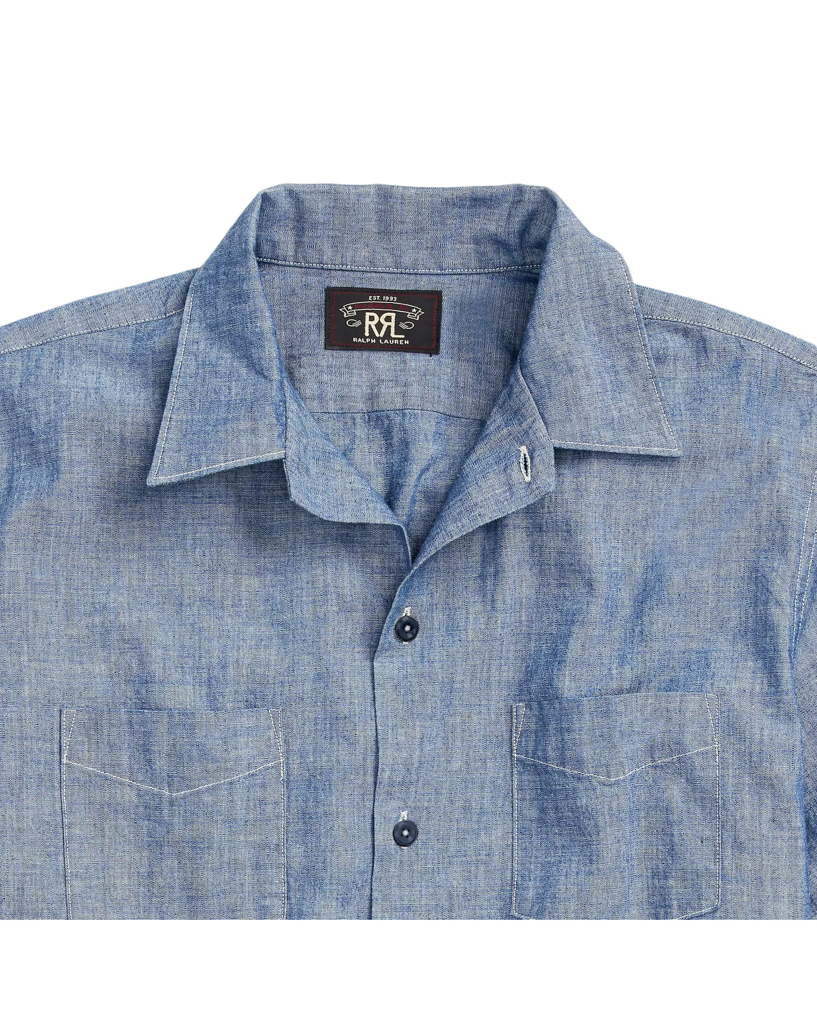 RRL Indigo Chambray Short Sleeve Workshirt - Indigo | Short Sleeve RRL Indigo Chambray Short Sleeve Workshirt - Indigo | Short Sleeve